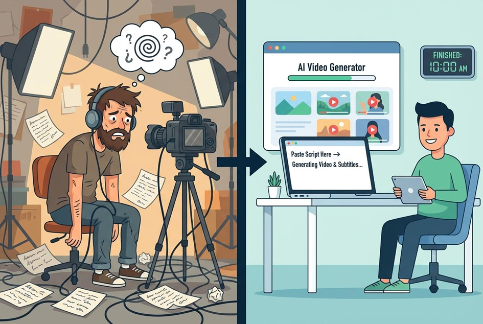 Traditional filming vs AI text to video